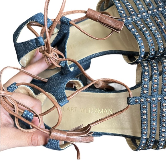 STUART WEITZMAN Skippity Tassel Denim Sandals - Picture 8 of 16